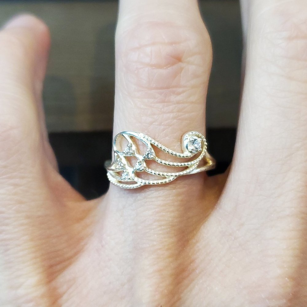 Size 7 925 Sterling Silver Cubic Zirconia Always Here Never Gone Ring